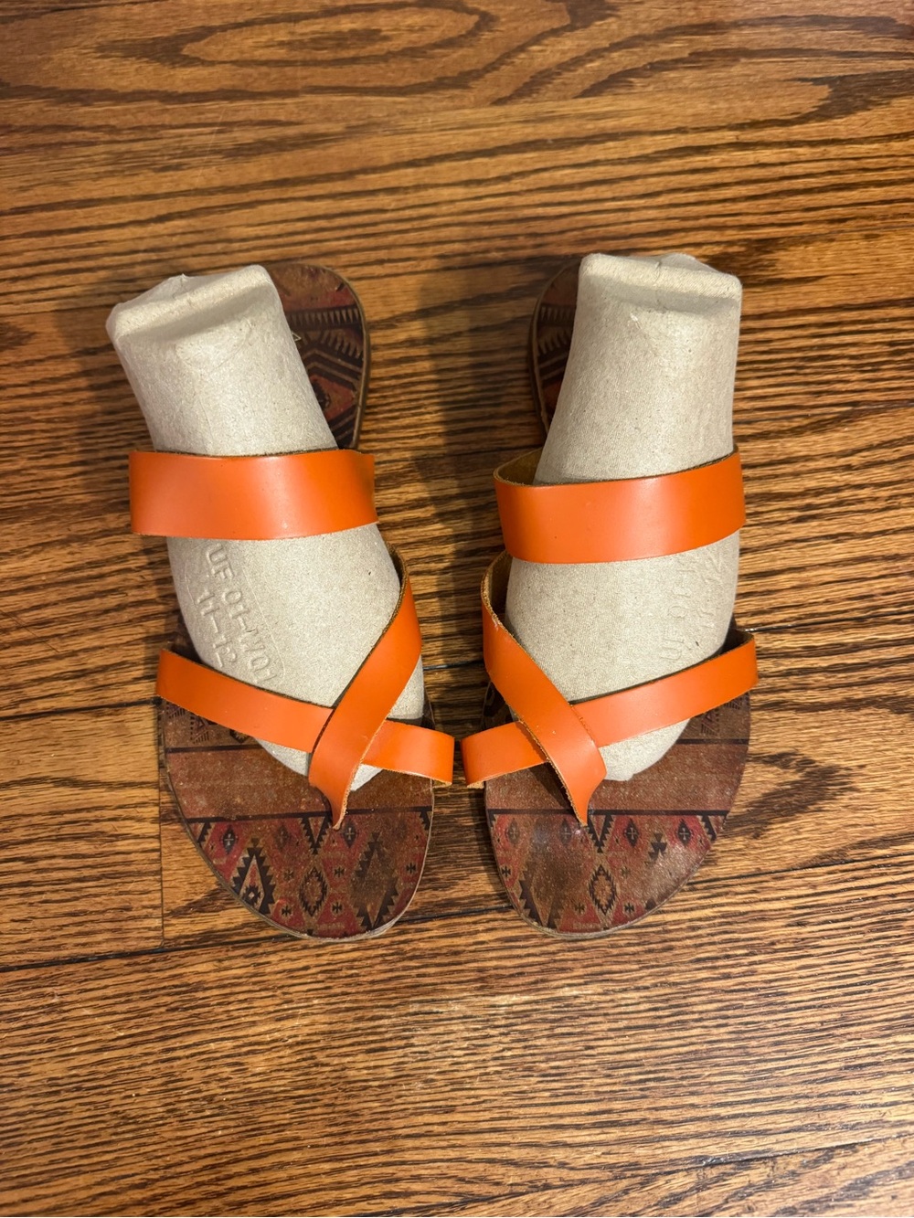 Women's Orange Strappy Slide Sandals